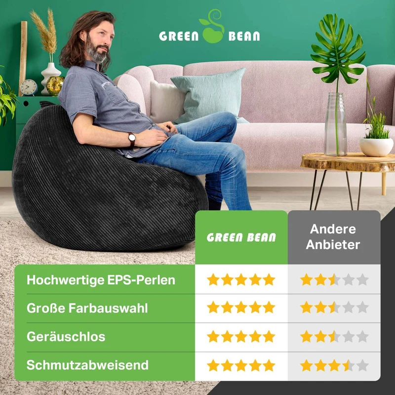 Scoop Sitzsack in Cord-Optik mit Tragegriff