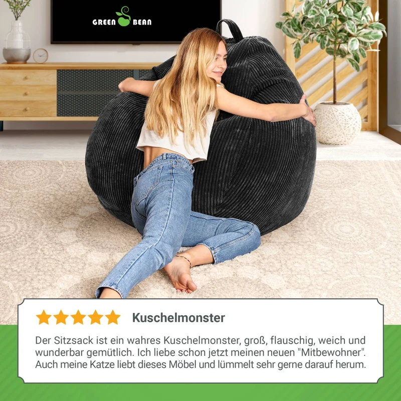 Scoop Sitzsack in Cord-Optik mit Tragegriff