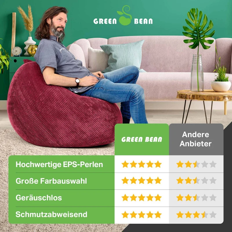 Scoop Sitzsack in Cord-Optik mit Tragegriff
