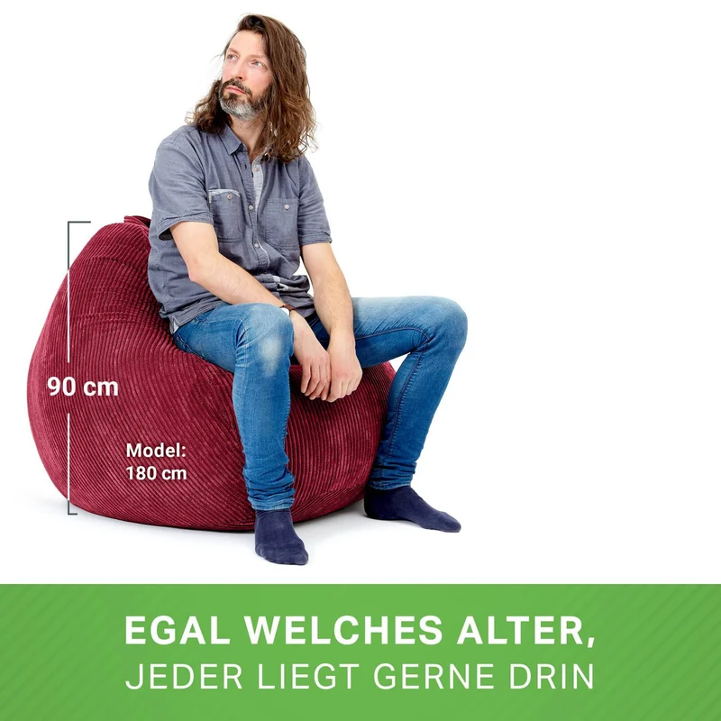 Scoop Sitzsack in Cord-Optik mit Tragegriff
