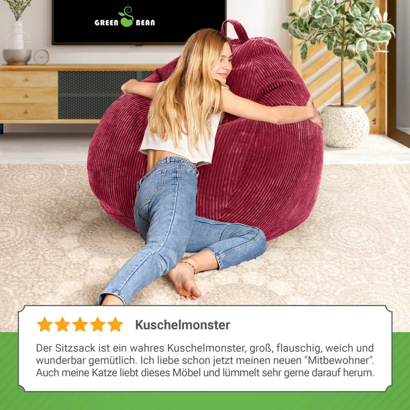 Scoop Sitzsack in Cord-Optik mit Tragegriff