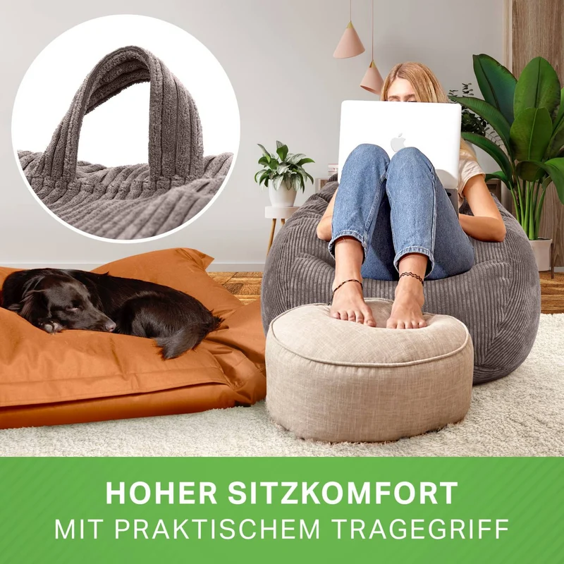 Scoop Sitzsack in Cord-Optik mit Tragegriff