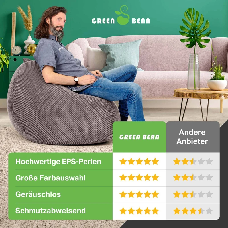 Scoop Sitzsack in Cord-Optik mit Tragegriff