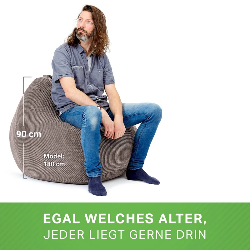 Scoop Sitzsack in Cord-Optik mit Tragegriff