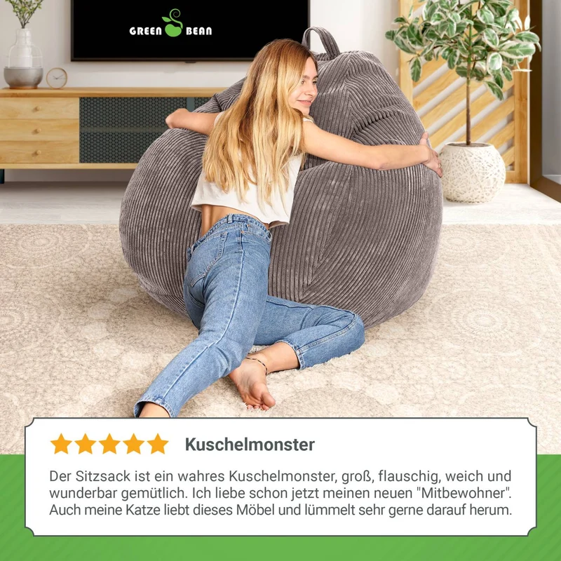Scoop Sitzsack in Cord-Optik mit Tragegriff