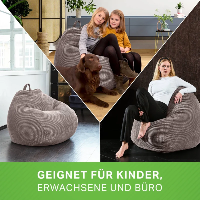 Scoop Sitzsack in Cord-Optik mit Tragegriff