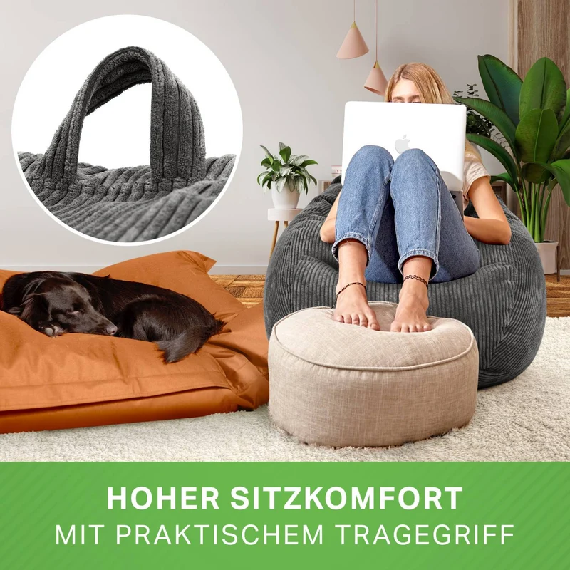 Scoop Sitzsack in Cord-Optik mit Tragegriff