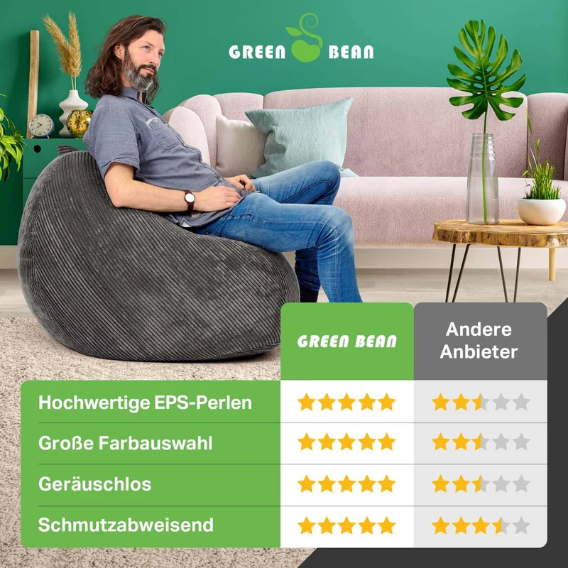 Scoop Sitzsack in Cord-Optik mit Tragegriff