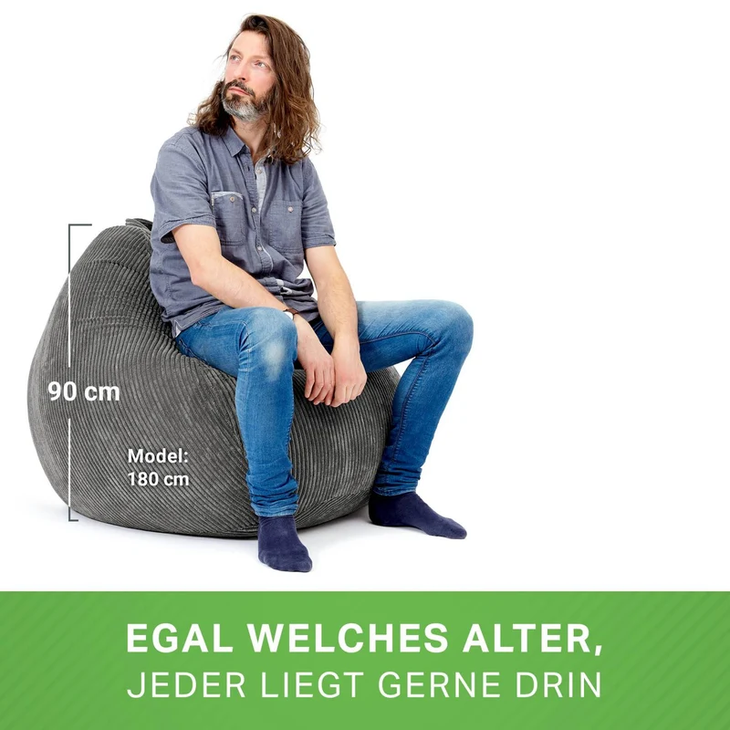 Scoop Sitzsack in Cord-Optik mit Tragegriff