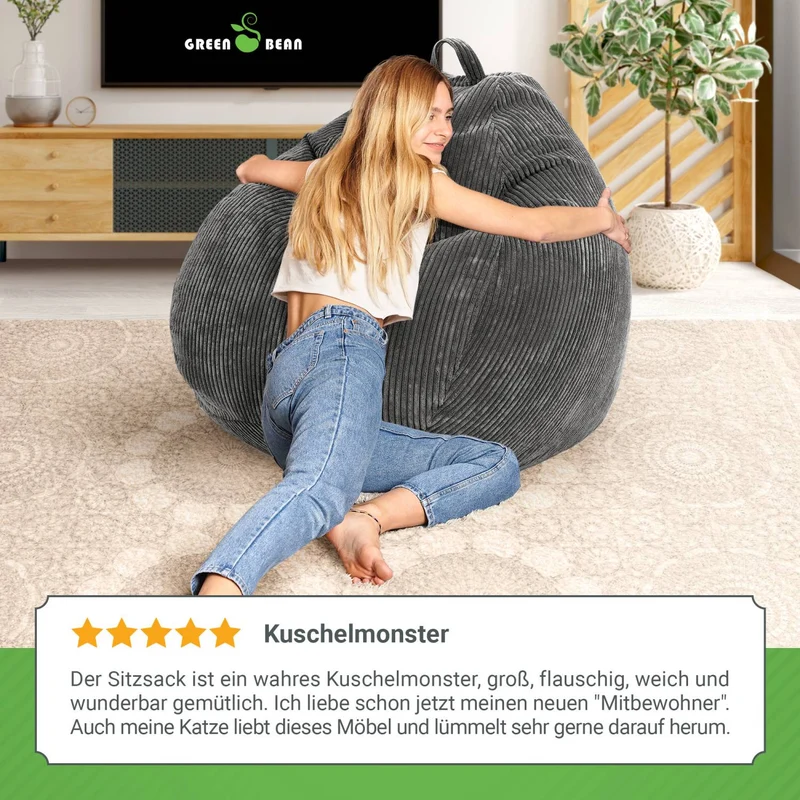 Scoop Sitzsack in Cord-Optik mit Tragegriff