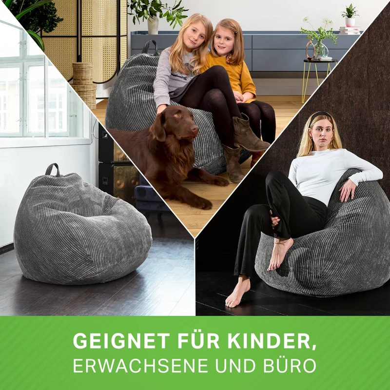 Scoop Sitzsack in Cord-Optik mit Tragegriff