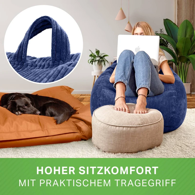 Scoop Sitzsack in Cord-Optik mit Tragegriff