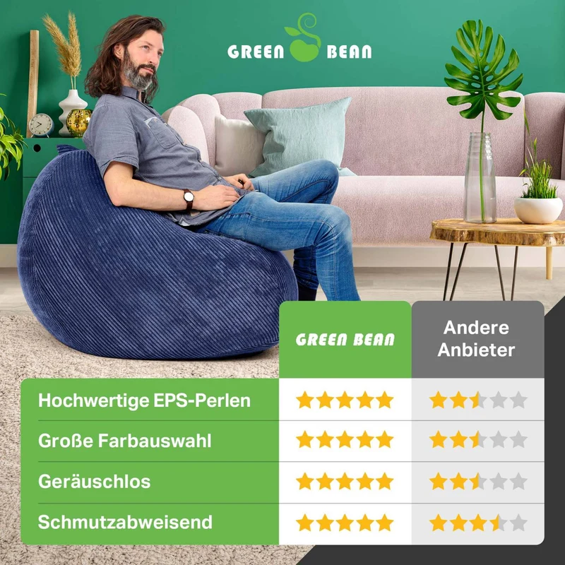 Scoop Sitzsack in Cord-Optik mit Tragegriff