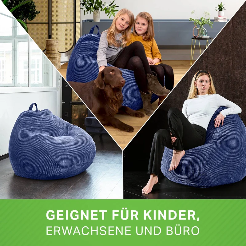 Scoop Sitzsack in Cord-Optik mit Tragegriff