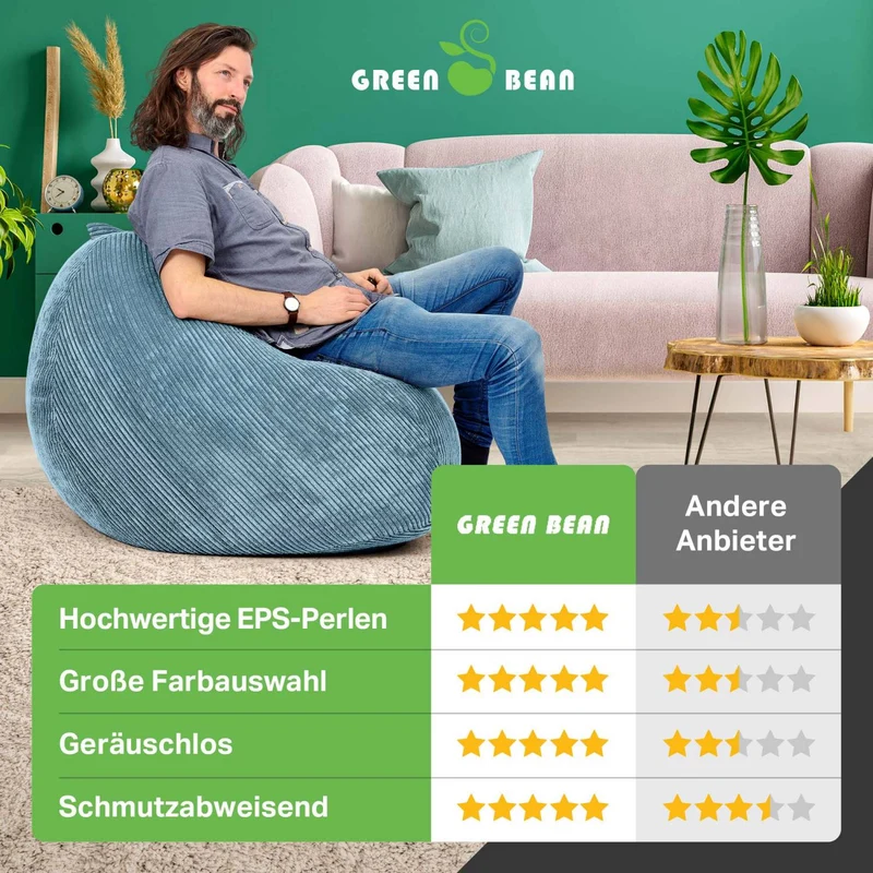 Scoop Sitzsack in Cord-Optik mit Tragegriff