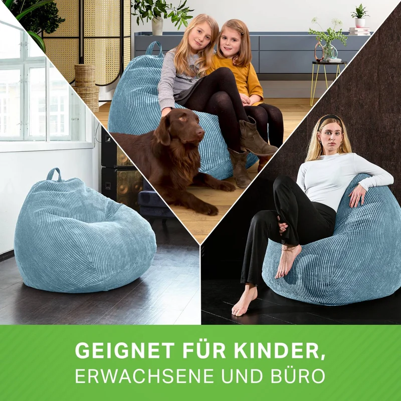 Scoop Sitzsack in Cord-Optik mit Tragegriff