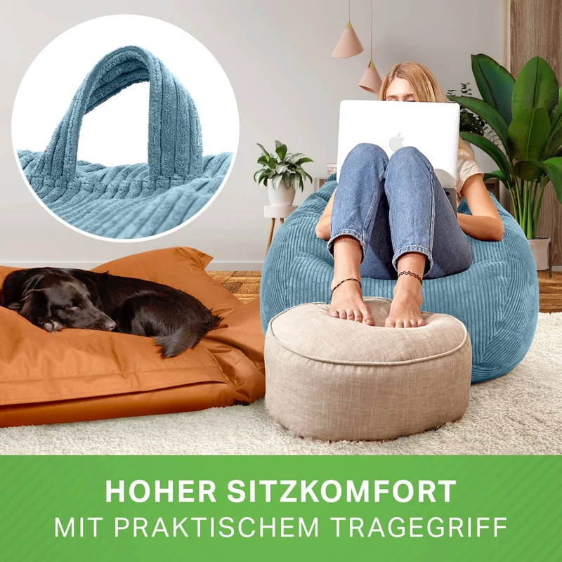 Scoop Sitzsack in Cord-Optik mit Tragegriff