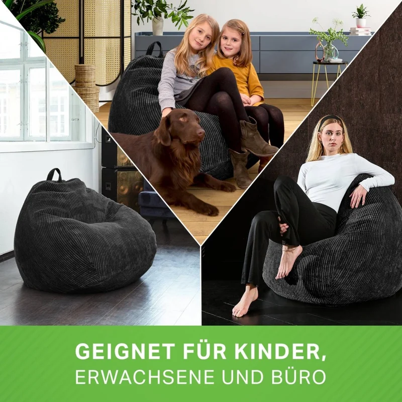 Scoop Sitzsack in Cord-Optik mit Tragegriff