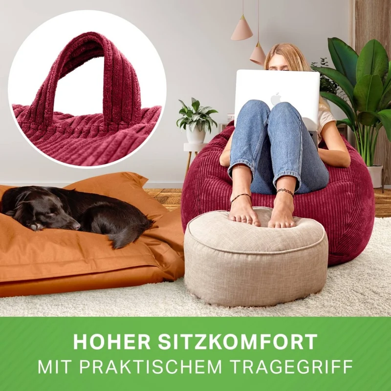 Scoop Sitzsack in Cord-Optik mit Tragegriff