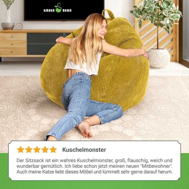 Scoop Sitzsack in Cord-Optik mit Tragegriff