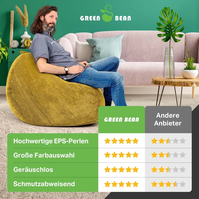 Scoop Sitzsack in Cord-Optik mit Tragegriff