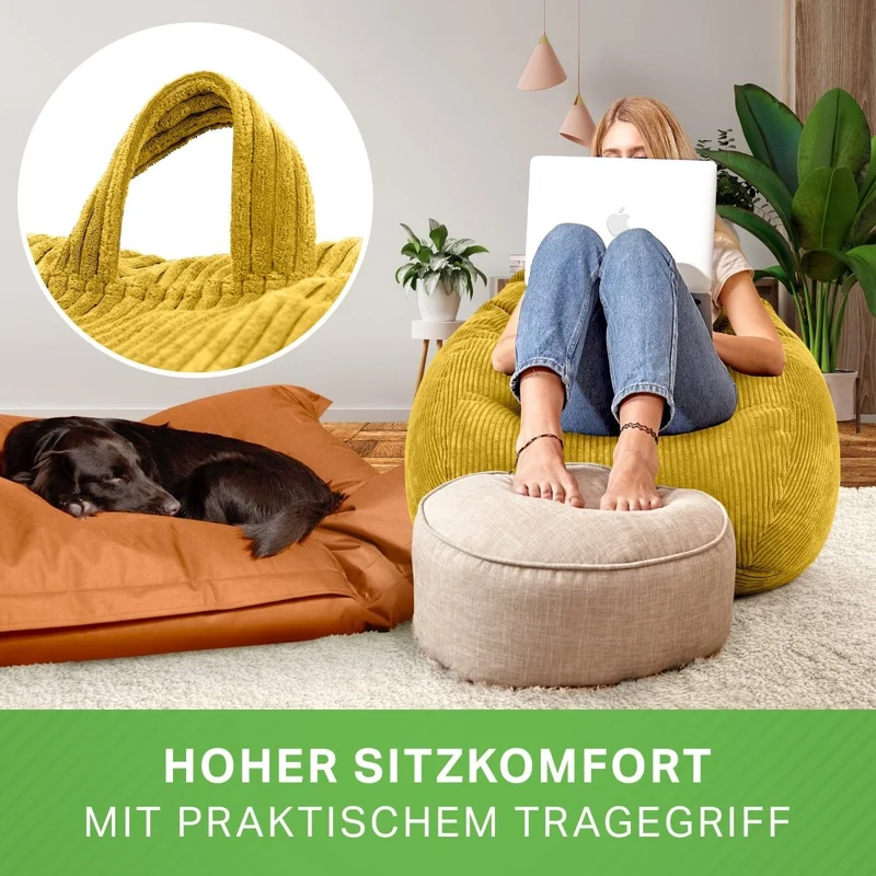 Scoop Sitzsack in Cord-Optik mit Tragegriff