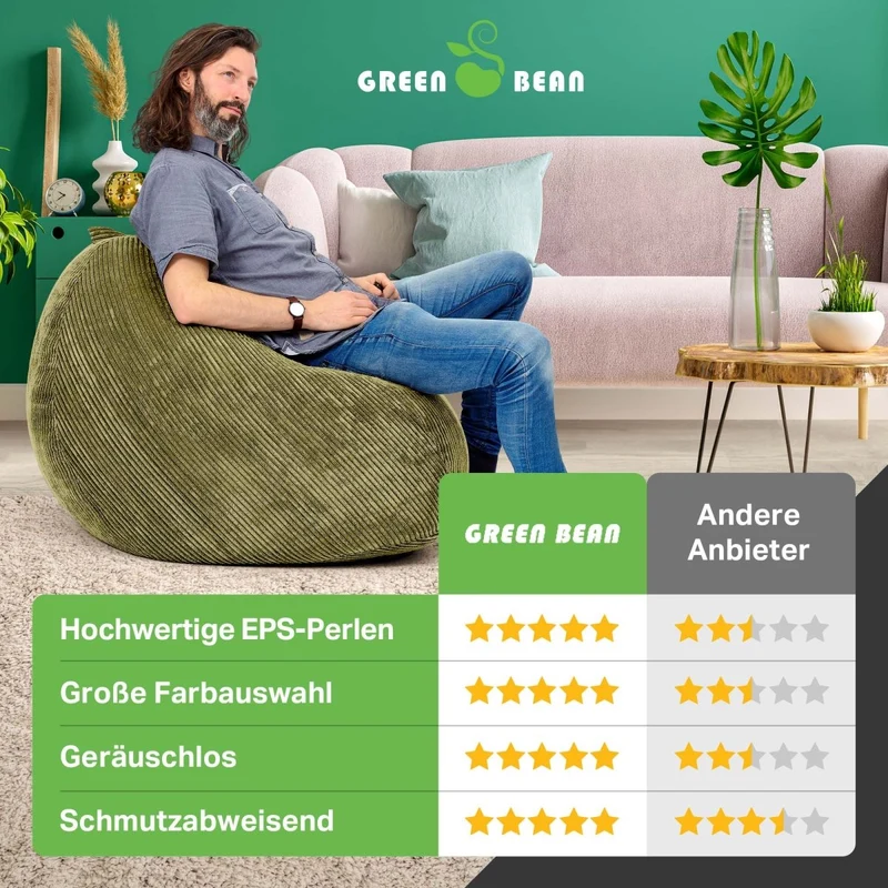 Scoop Sitzsack in Cord-Optik mit Tragegriff