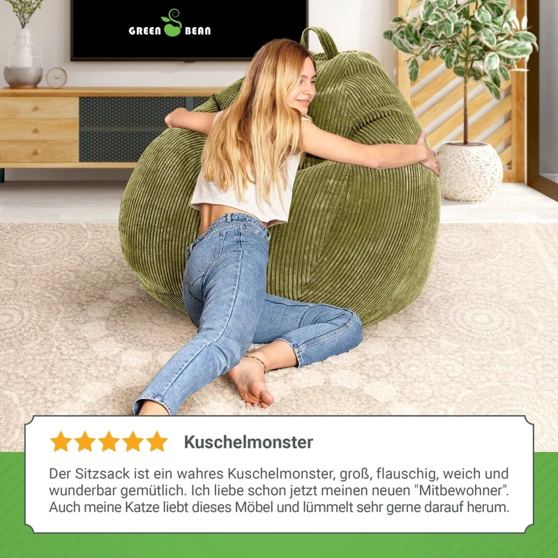 Scoop Sitzsack in Cord-Optik mit Tragegriff