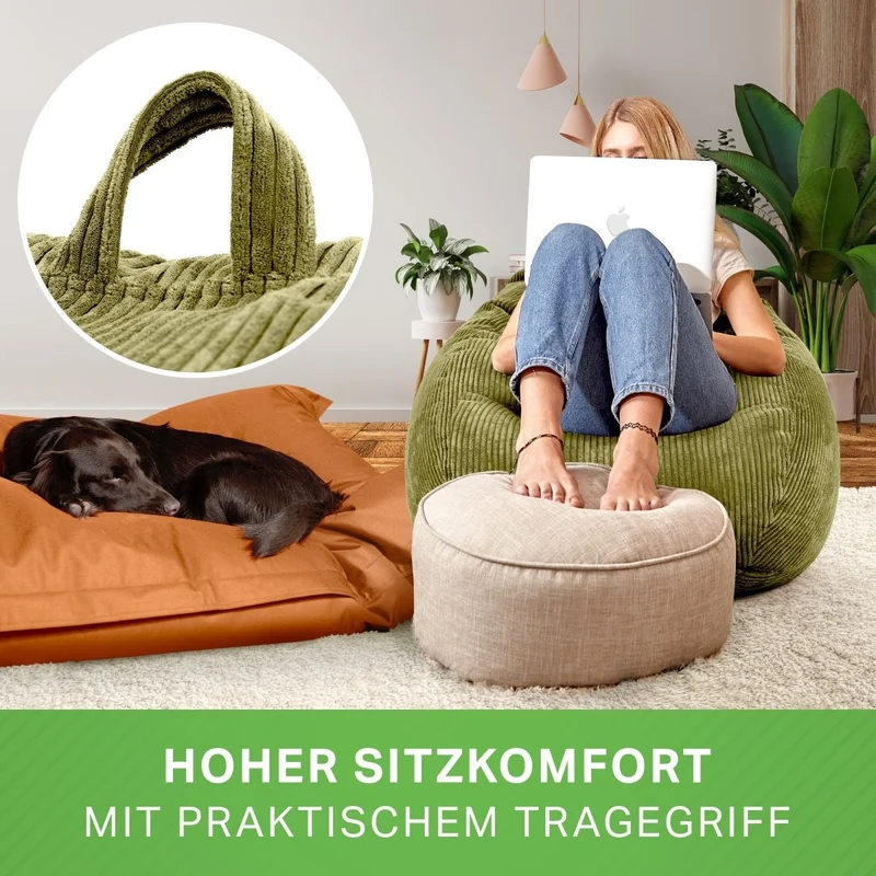 Scoop Sitzsack in Cord-Optik mit Tragegriff