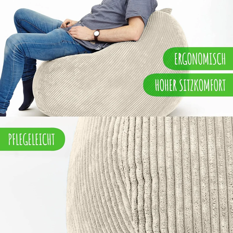 Scoop Sitzsack in Cord-Optik mit Tragegriff