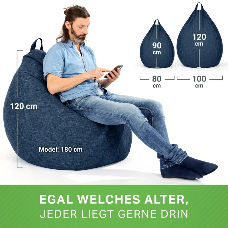 Homeline Sitzsack in Leinen-Optik