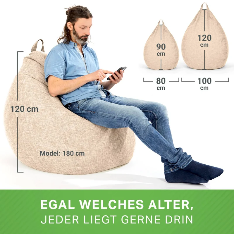 Homeline Sitzsack in Leinen-Optik