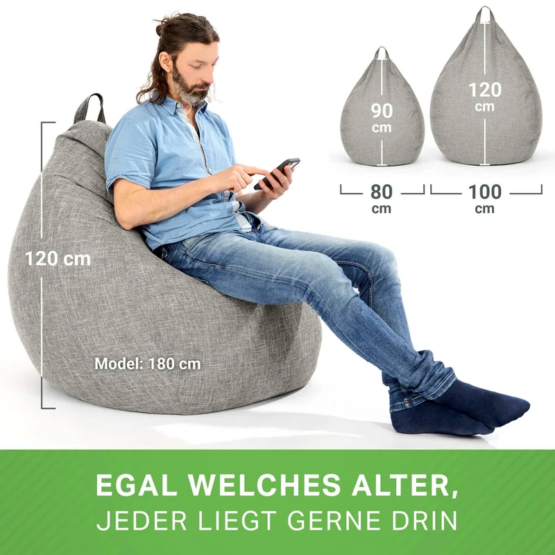 Homeline Sitzsack in Leinen-Optik