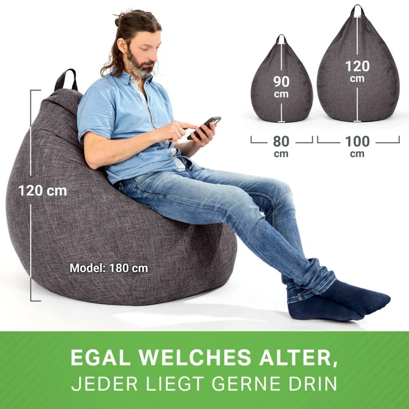 Homeline Sitzsack in Leinen-Optik