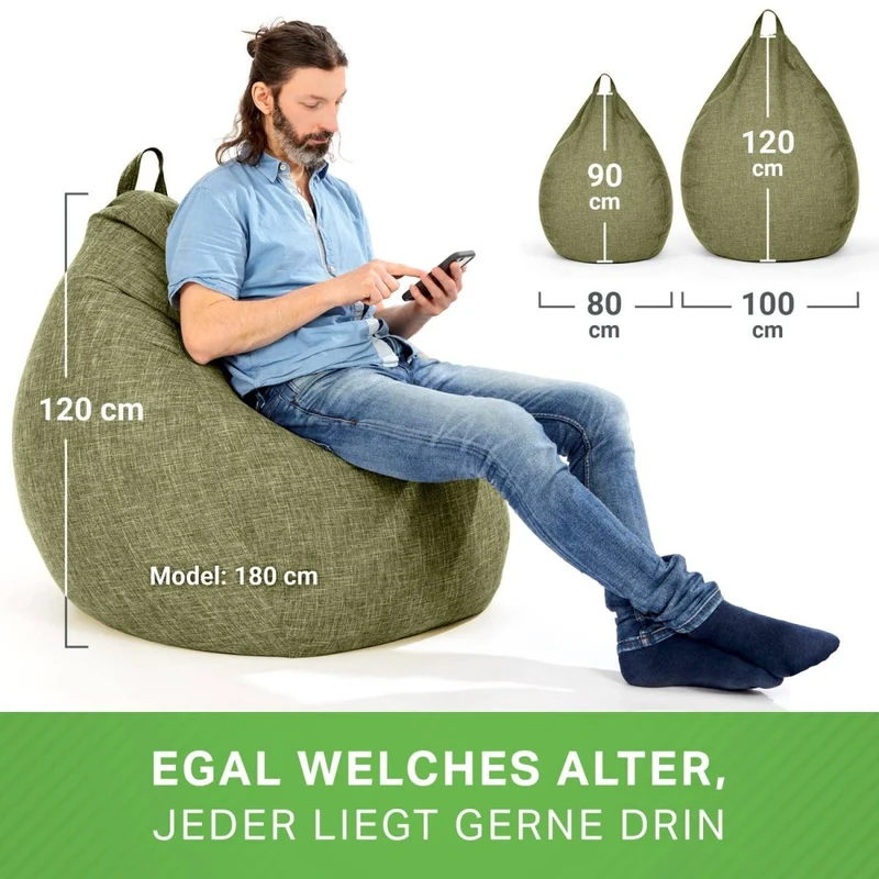 Homeline Sitzsack in Leinen-Optik