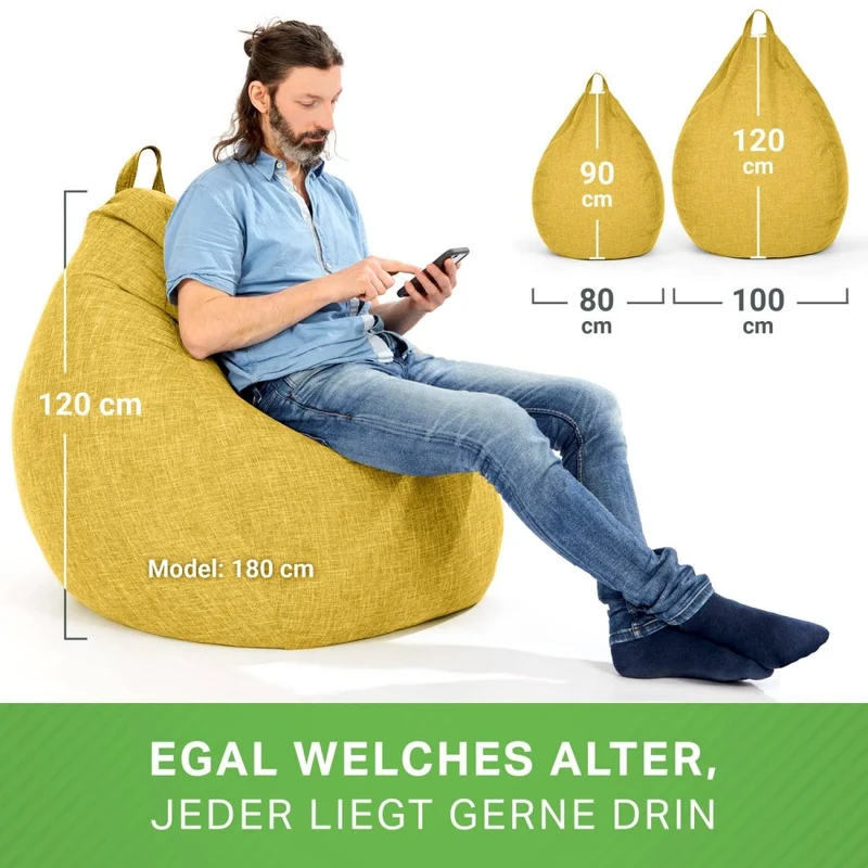 Homeline Sitzsack in Leinen-Optik