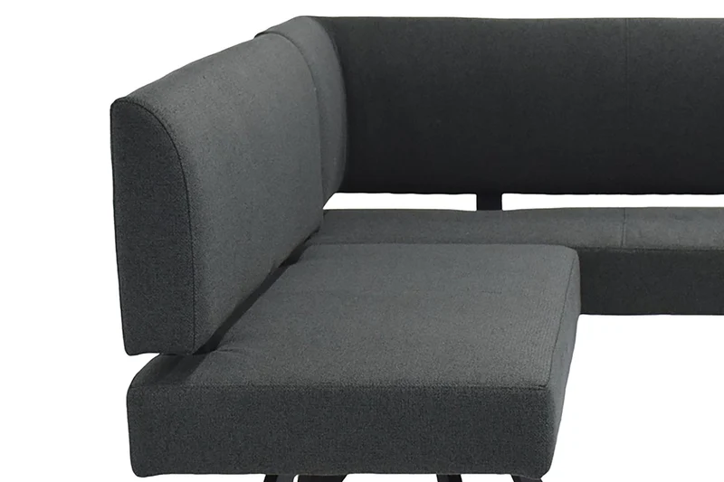 Eckbank TORONTO, Bezug in dunkelgrau oder taupe, Gestell in schwarz, L-Form langer Schenkel links oder rechts, Taschenfederkern, Küchenbank, Speisezimmerbank, Maße: B 182 x 128, H 85 cm oder 128 x 182, H 85 cm