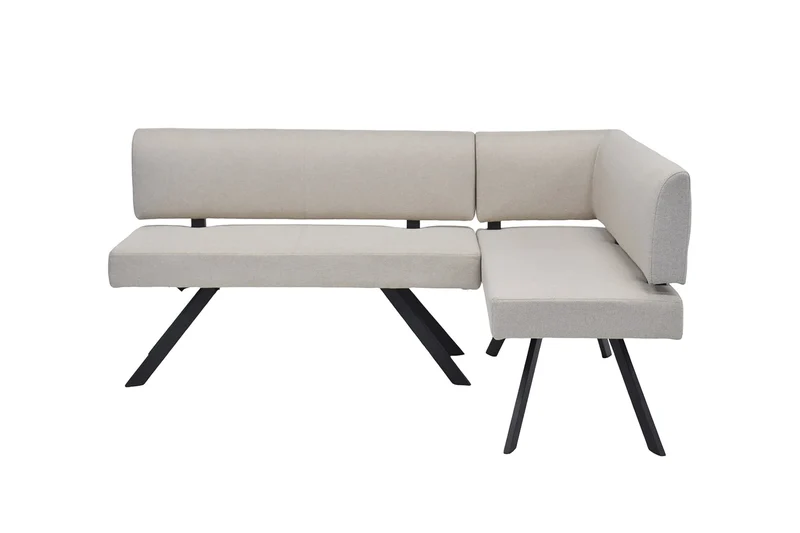 Eckbank TORONTO, Bezug in dunkelgrau oder taupe, Gestell in schwarz, L-Form langer Schenkel links oder rechts, Taschenfederkern, Küchenbank, Speisezimmerbank, Maße: B 182 x 128, H 85 cm oder 128 x 182, H 85 cm