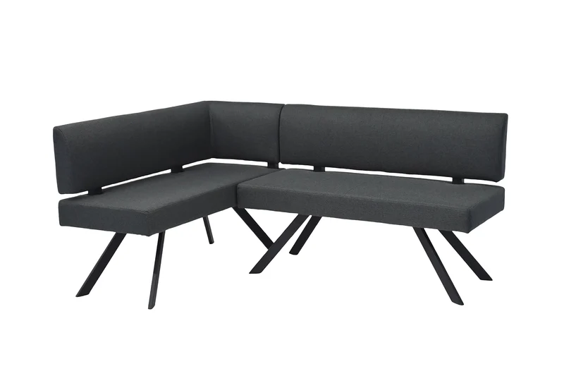 Eckbank TORONTO, Bezug in dunkelgrau oder taupe, Gestell in schwarz, L-Form langer Schenkel links oder rechts, Taschenfederkern, Küchenbank, Speisezimmerbank, Maße: B 182 x 128, H 85 cm oder 128 x 182, H 85 cm