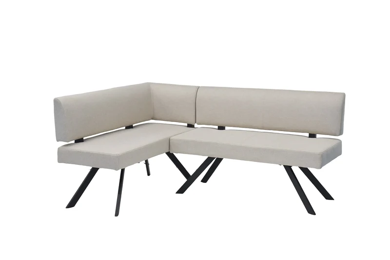 Eckbank TORONTO, Bezug in dunkelgrau oder taupe, Gestell in schwarz, L-Form langer Schenkel links oder rechts, Taschenfederkern, Küchenbank, Speisezimmerbank, Maße: B 182 x 128, H 85 cm oder 128 x 182, H 85 cm