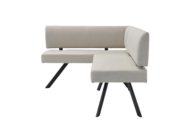 Eckbank TORONTO, Bezug in dunkelgrau oder taupe, Gestell in schwarz, L-Form langer Schenkel links oder rechts, Taschenfederkern, Küchenbank, Speisezimmerbank, Maße: B 182 x 128, H 85 cm oder 128 x 182, H 85 cm