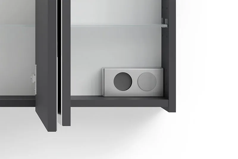 Spiegelschrank SPREE / Korpus matt weiß oder anthrazit mit Spiegeltüren / Hängeschrank mit Soft-Close-Funktion / Inklusive LED-Beleuchtung / Badschrank mit Stecker- und Schalterdose / B 100, H 60, T 20 cm
