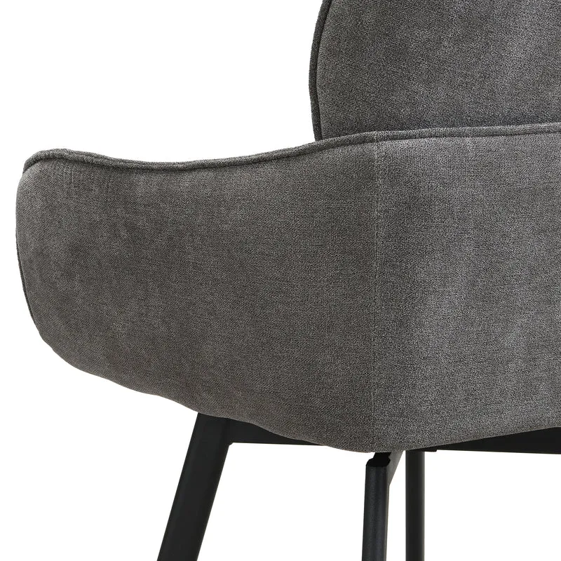 Stuhl 2-er Set RICO / Webstoffbezug in dunkelgrau oder taupe, Gestell in schwarz / 360° drehbar / Esszimmerstuhl / Küchenstuhl / B 61 x H 90 x T 63 cm