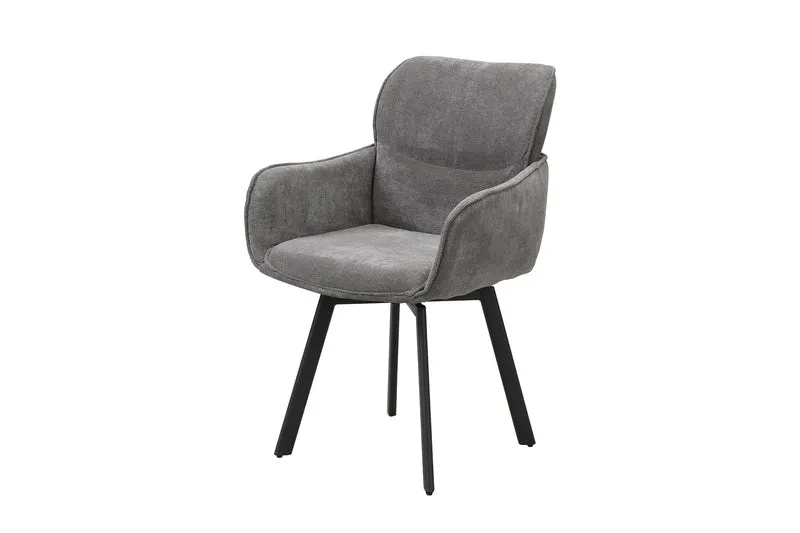 Stuhl 2-er Set RICO / Webstoffbezug in dunkelgrau oder taupe, Gestell in schwarz / 360° drehbar / Esszimmerstuhl / Küchenstuhl / B 61 x H 90 x T 63 cm