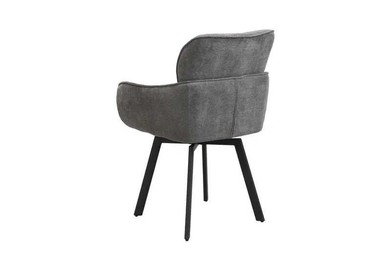 Stuhl 2-er Set RICO / Webstoffbezug in dunkelgrau oder taupe, Gestell in schwarz / 360° drehbar / Esszimmerstuhl / Küchenstuhl / B 61 x H 90 x T 63 cm