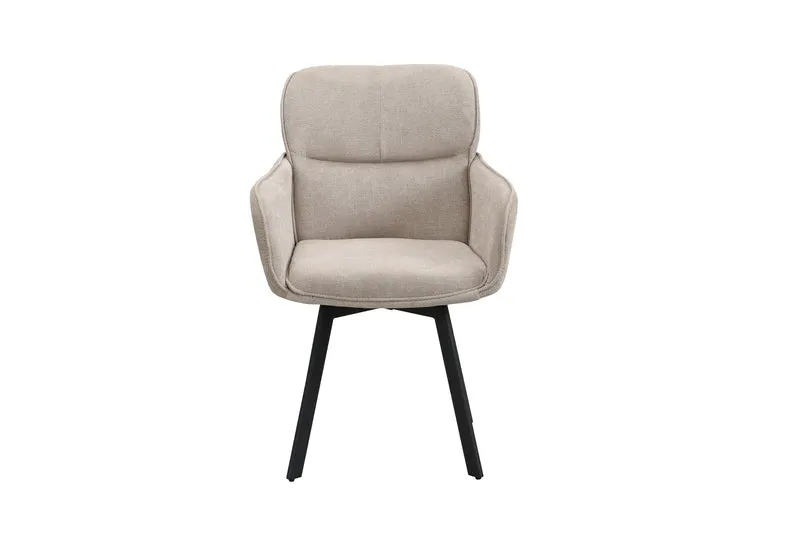 Stuhl 2-er Set RICO / Webstoffbezug in dunkelgrau oder taupe, Gestell in schwarz / 360° drehbar / Esszimmerstuhl / Küchenstuhl / B 61 x H 90 x T 63 cm