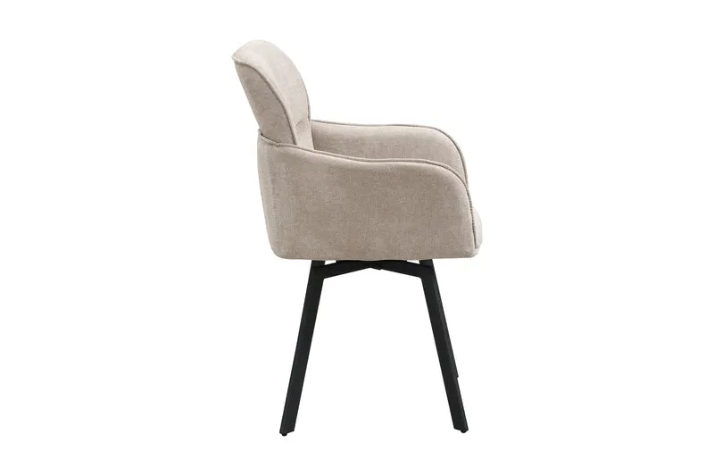 Stuhl 2-er Set RICO / Webstoffbezug in dunkelgrau oder taupe, Gestell in schwarz / 360° drehbar / Esszimmerstuhl / Küchenstuhl / B 61 x H 90 x T 63 cm