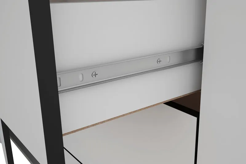 Higboard FARO / Artisan Eiche (Eiche-Optik) oder weiß, Absetzung in schwarz / Stollenoptik / 3 Türen und 3 Schubkästen / verstellbare Einlegeböden / viel Stauraum / Sideboard / Kommode / Maße: B 160, H 84, T 40 cm