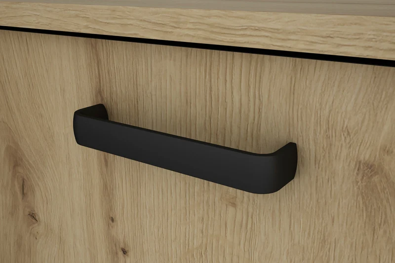 Sideboard FARO / Artisan Eiche (Eiche-Optik) oder weiß, Absetzung in schwarz / Stollenoptik / 3 Türen und 3 Schubkästen / verstellbare Einlegeböden / viel Stauraum / Kommode / Anrichte / Maße: B 160, H 84, T 40 cm