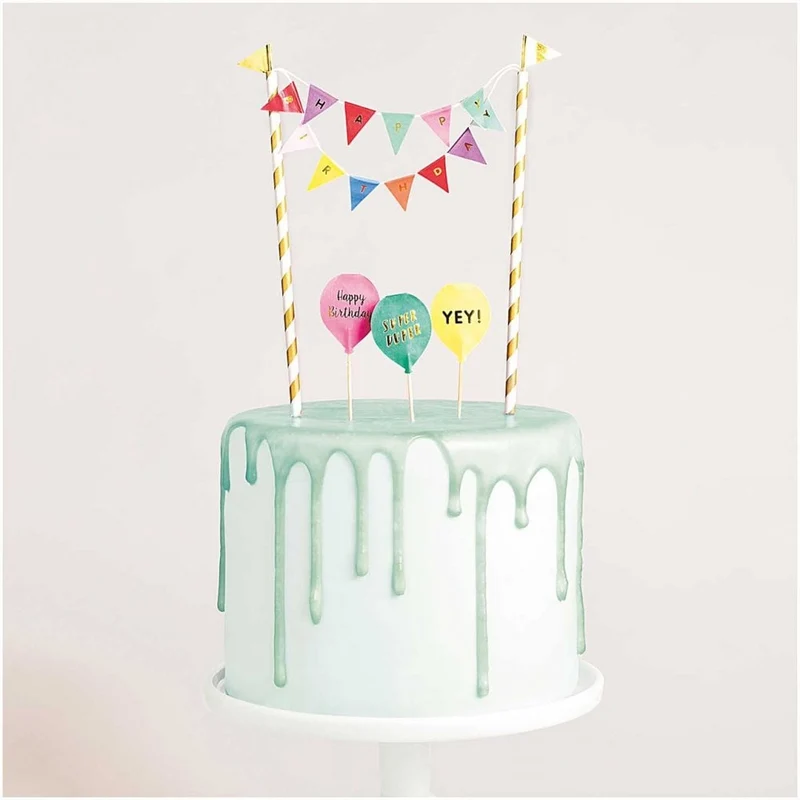 CAKE TOPPER - HAPPY BIRTHDAY FLAGS